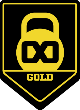 Gold membership kettlebell badge